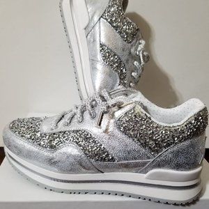 NEW 2 SRAR SILVER SNEAKERS SIZE 37 7 MADE IN ITALY